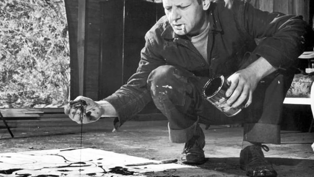 Jackson Pollock, trabajando en su estudio