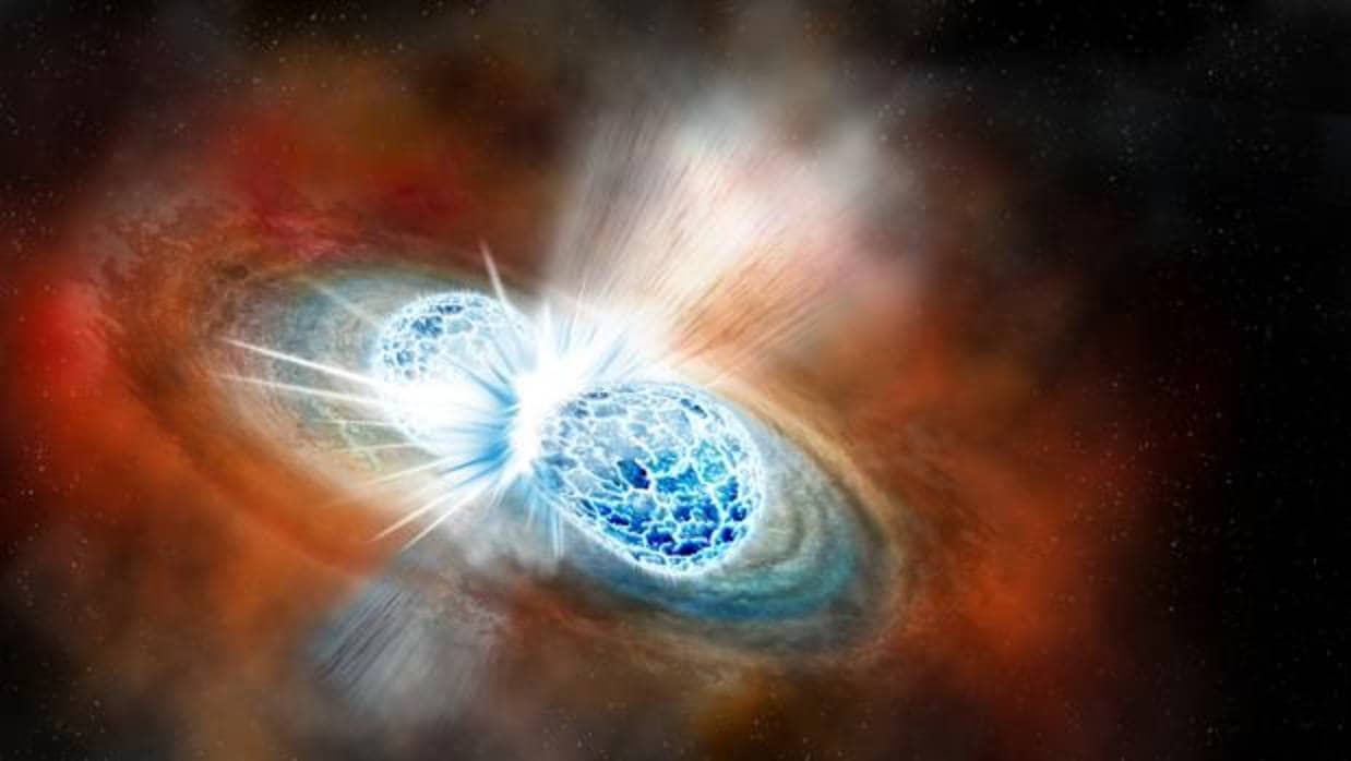 Recreación de la oolisión de dos estrellas de neutrones
