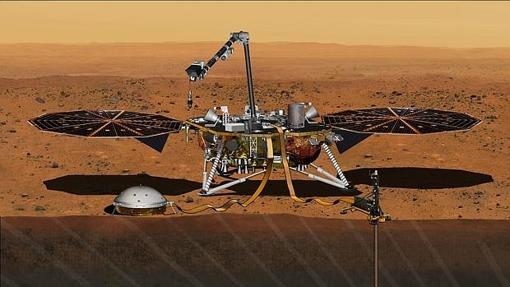 Recreación del robot InSight en Marte