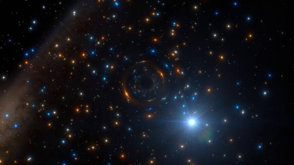 Recreación del agujero negro, el primero con masa estelar inactivo de este tipo detectado en un cúmulo globular