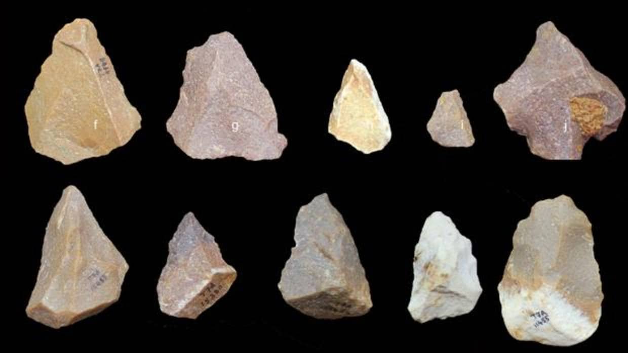 Herramientas del Paleolítico medio halladas en el yacimiento de Attirampakham, al sureste de India