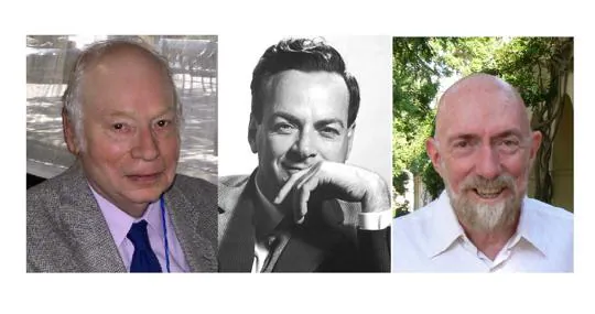 De izquierda a derecha, Steve Weinberg, Richard Feynman y Kip Thorne