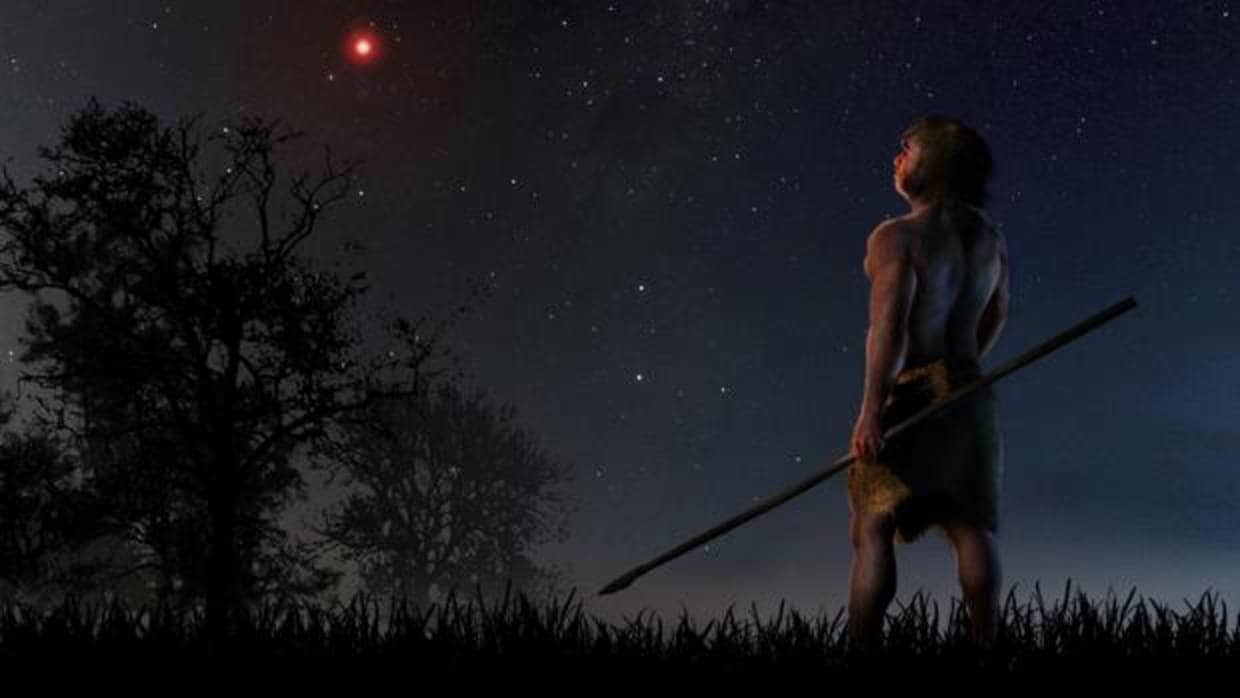 Uno de nuestros antepasados observa la estrella de Scholz, que hace 70.000 años cruzó nuestro sistema solar