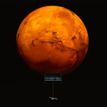 Recreación de la Mars Express en el polo sur de Marte