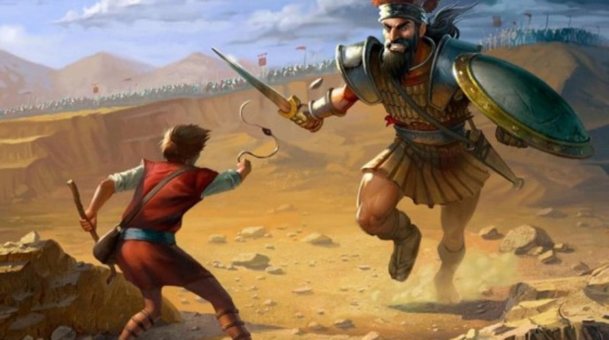 Representación de David contra Goliat