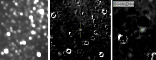 Composición con algunas de las imágenes con las que New Horizons «busca» a Ultima Thule para ajustar su trayectoria