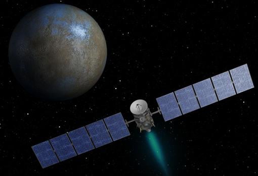 Representación de la sonda Dawn al planeta enano Ceres