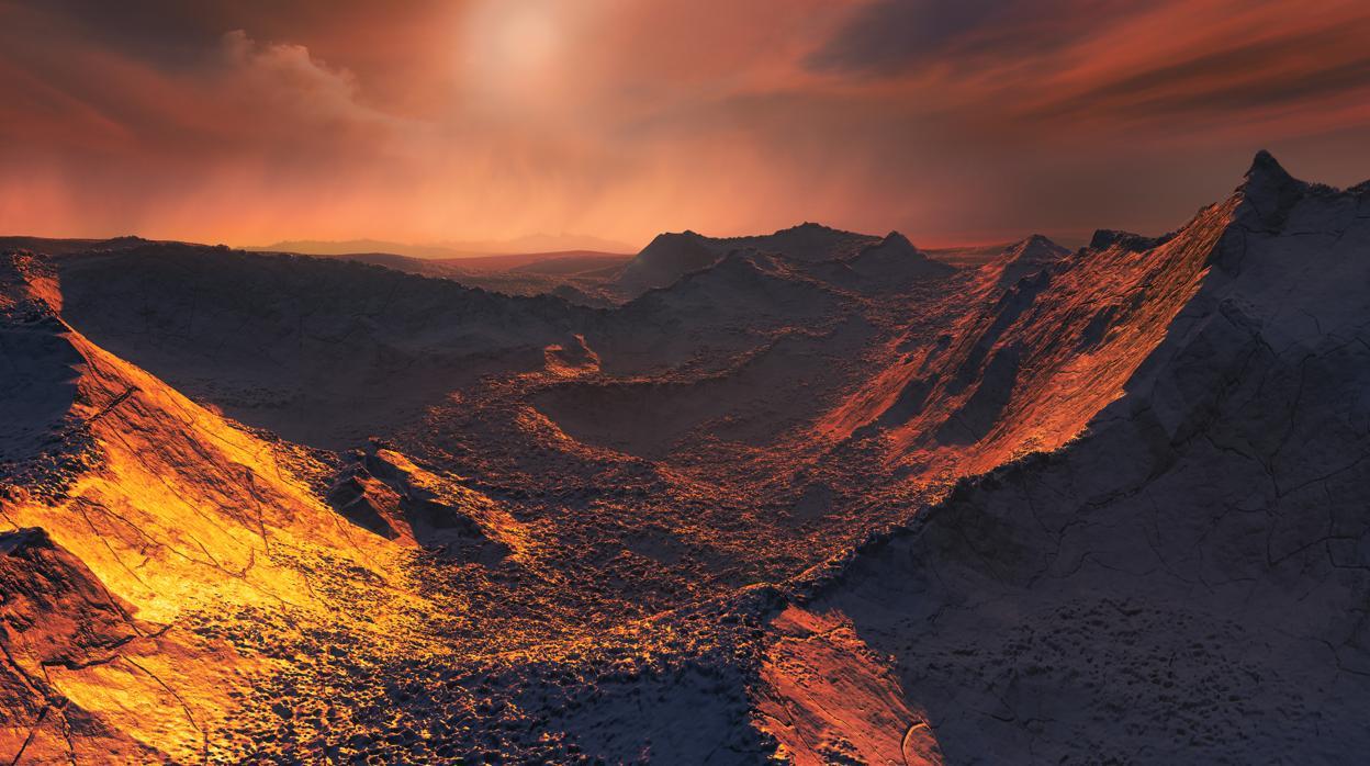 Representación de la superficie de Barnard b. Se estima que su temperatura rondaría ahí los -170ºC