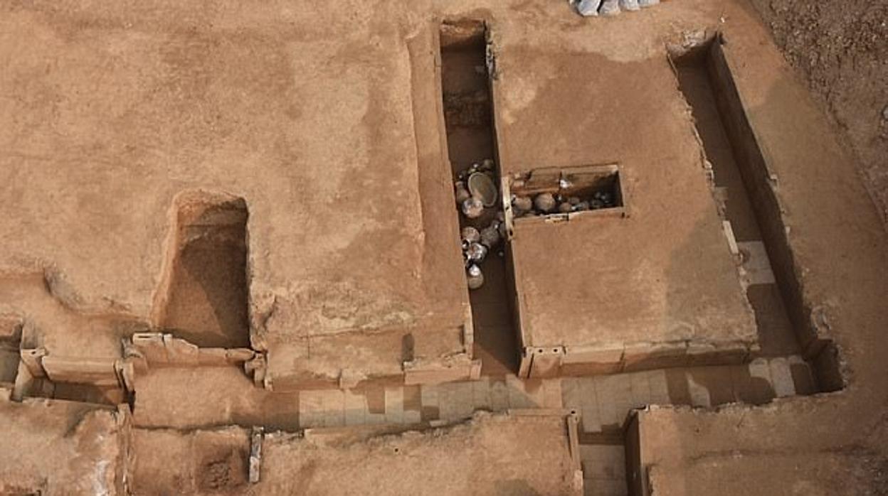 La tumba donde fue encontrado el líquido en la provincia de Henan