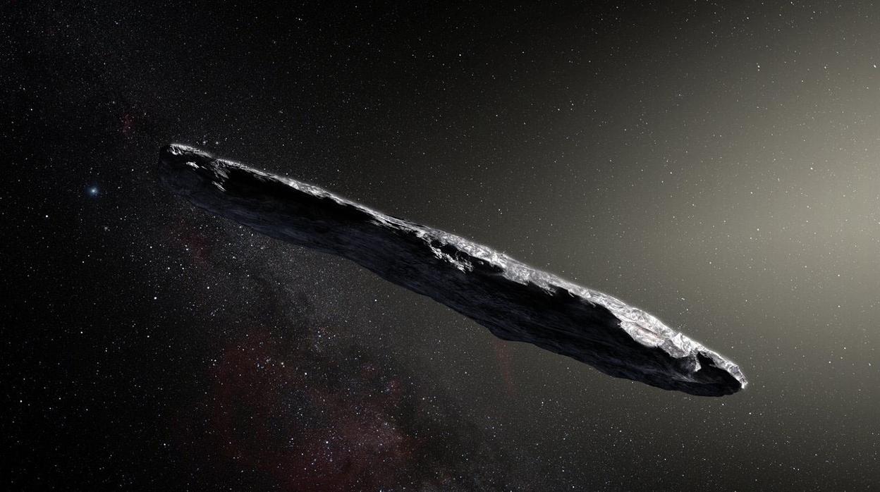 Recreación artística del viajero interestelar bautizado como Oumuamua