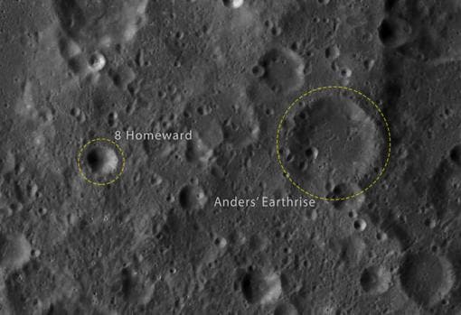 Para conmemorar el 50 aniversario de la misión Apolo 8, la NASA nombró dos cráteres lunares como Anders' Earthrise y 8 Homeward