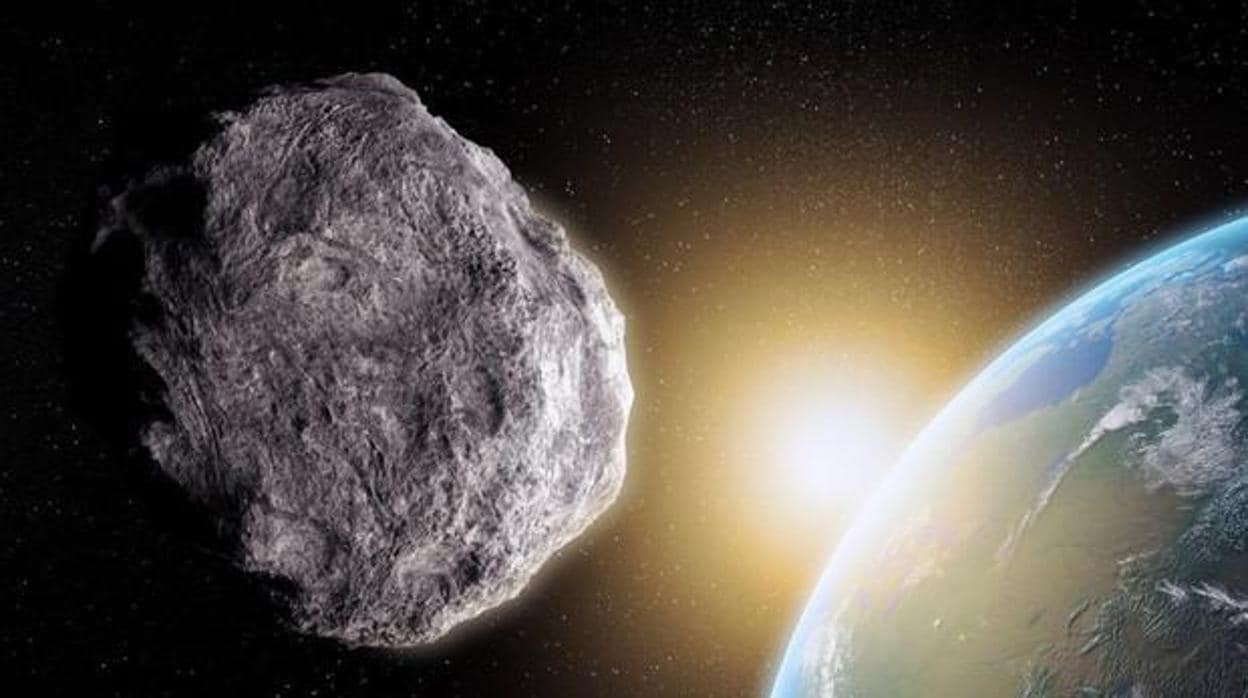 Ilustración de un asteroide acercándose a la Tierra