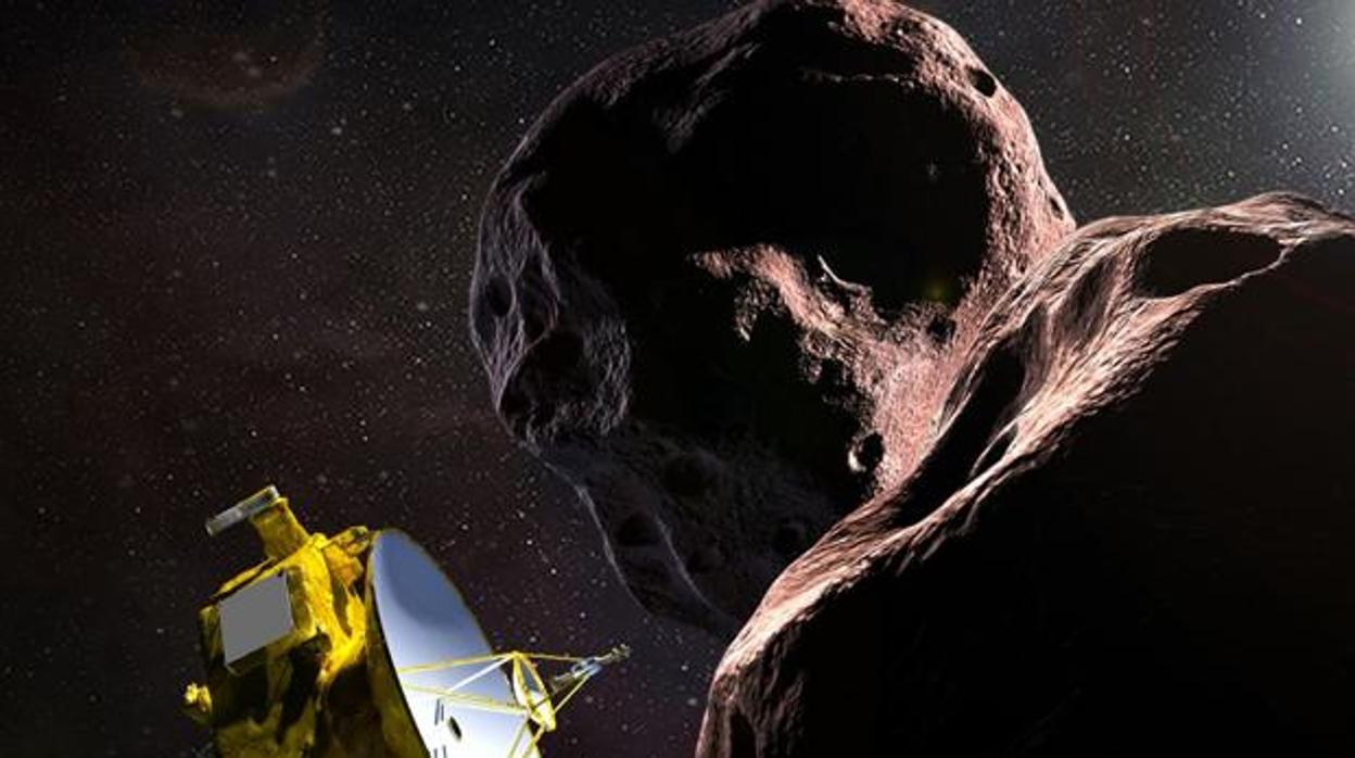 Representación del vuelo de la sonda «New Horizons» por las proximidades de Arrokoth, antes conocido como Ultima Thule