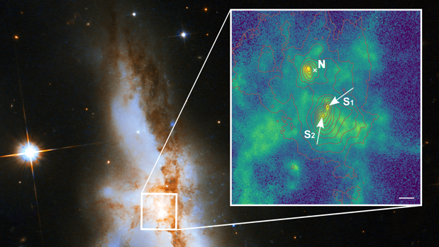 Descubren por primera vez tres agujeros negros supermasivos en el centro de una galaxia