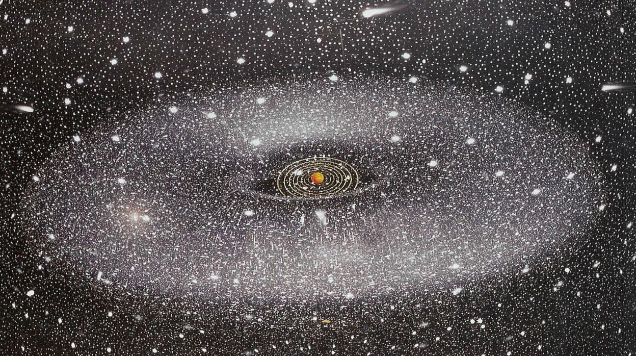 Representación de la nube de Oort, una inmensa «escombrera» que rodea al sistema solar interior