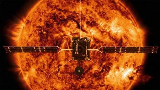 Recreación de la Solar Orbiter frente al Sol
