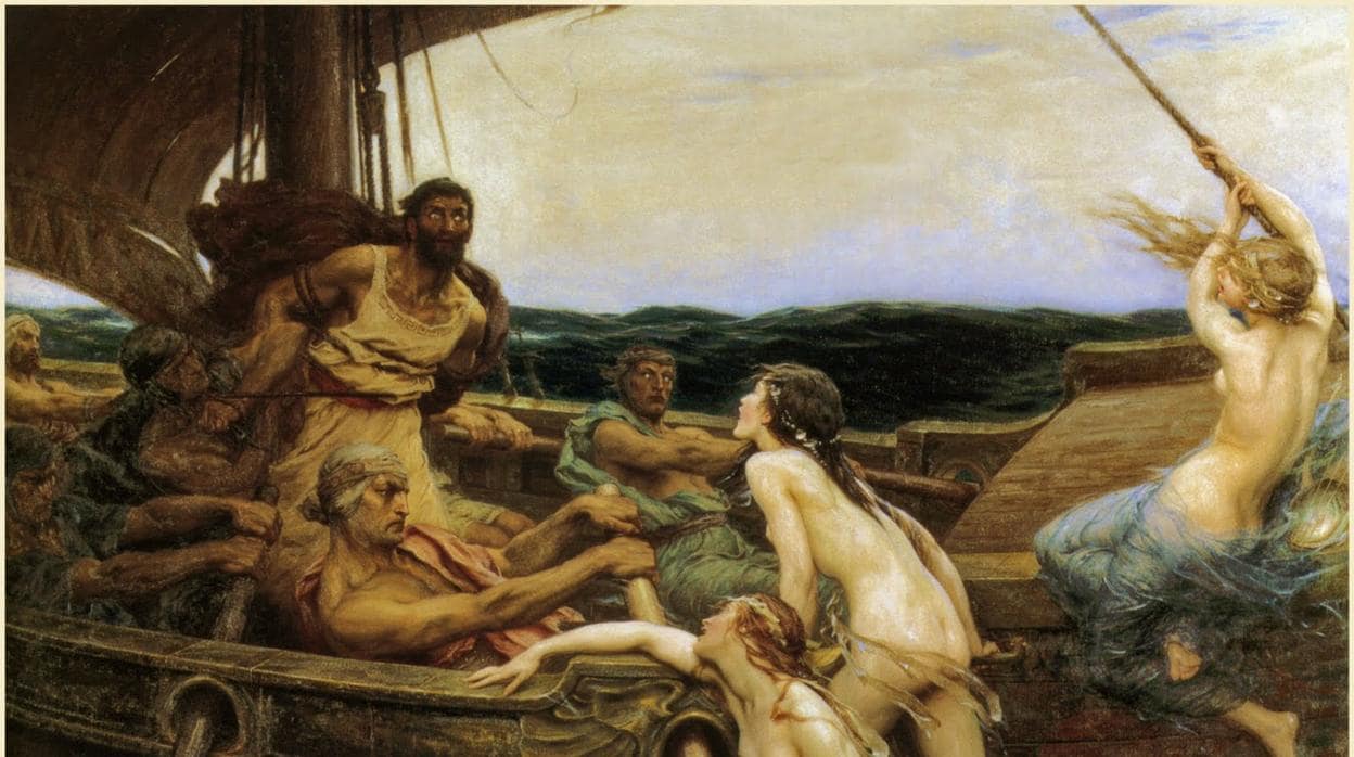 Ulises y las Sirenas en un cuadro de Herbert James Draper