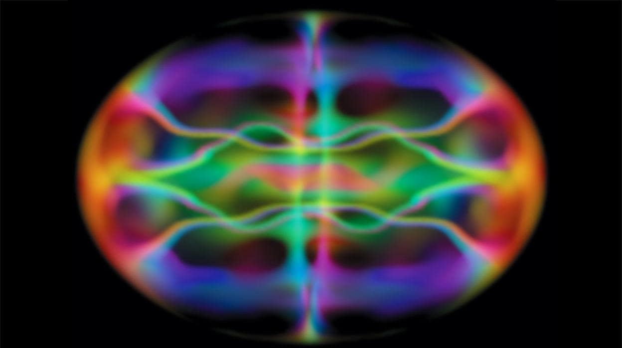 Modelo de computadora de un condensado de Bose-Einstein que muestra la estructura ondulatoria de los átomos cerca del cero absoluto