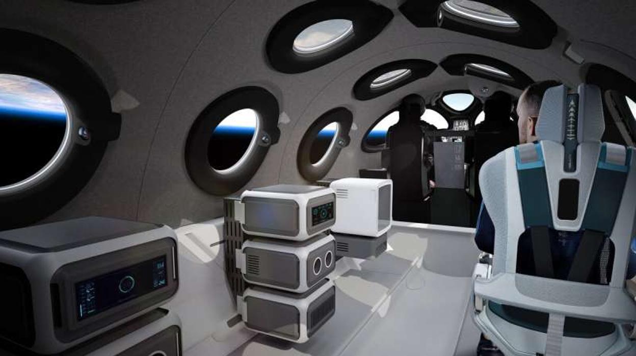 Interior de la nave de Virgin Galactic