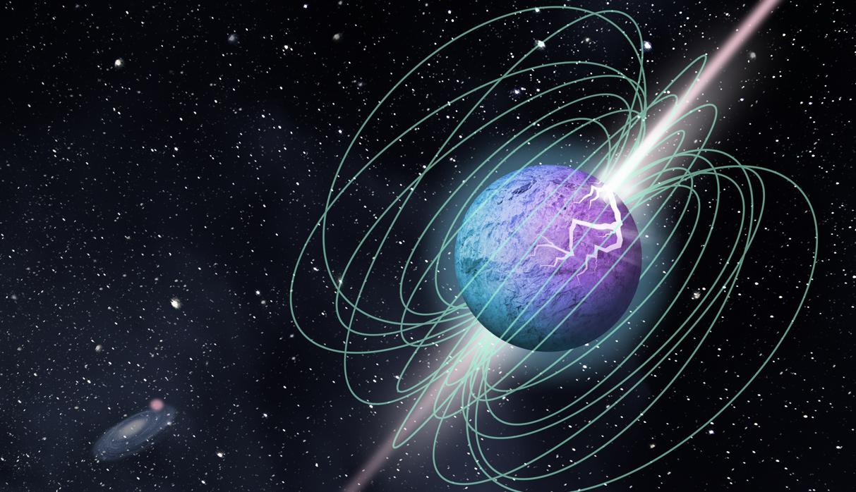 Impresión artística de un magnetar en explosión