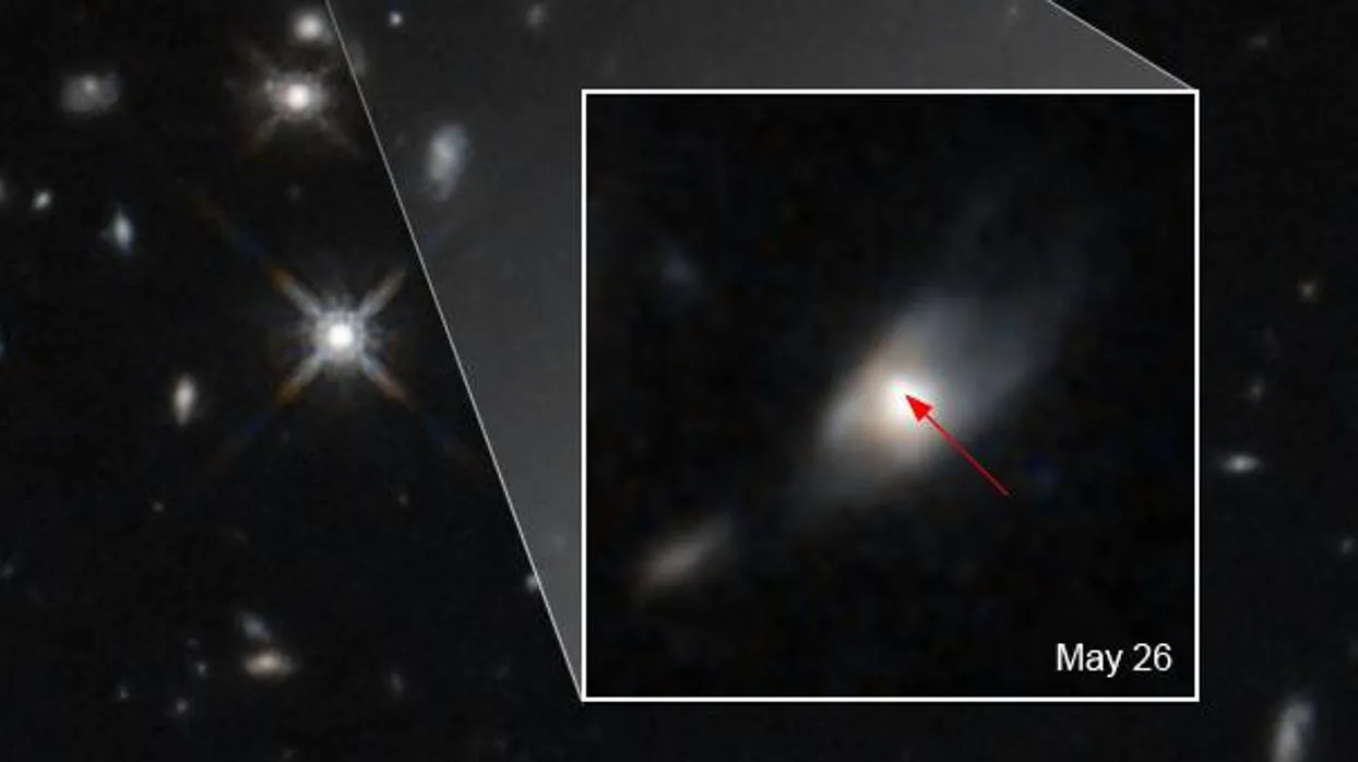 La imagen muestra el inesperado brillo en el infrarrojo cercano captado por el telescopio espacial Hubble