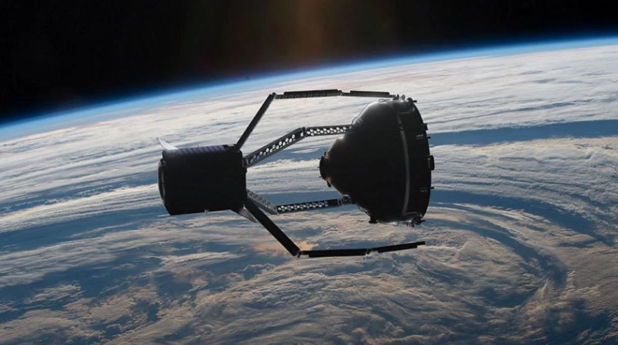 Ilustración de cómo ClearSpace-1 retirará los restos del cohete Vega, lanzado en 2013