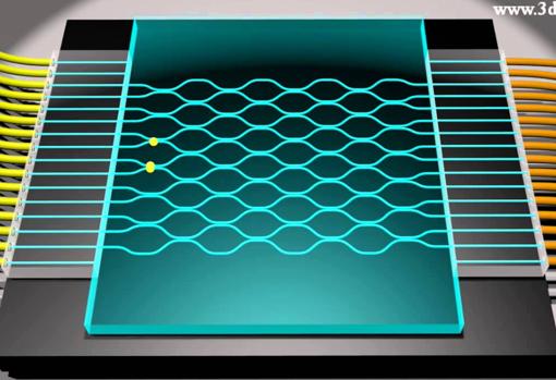 Esquema de una máquina de muestreo de bosones