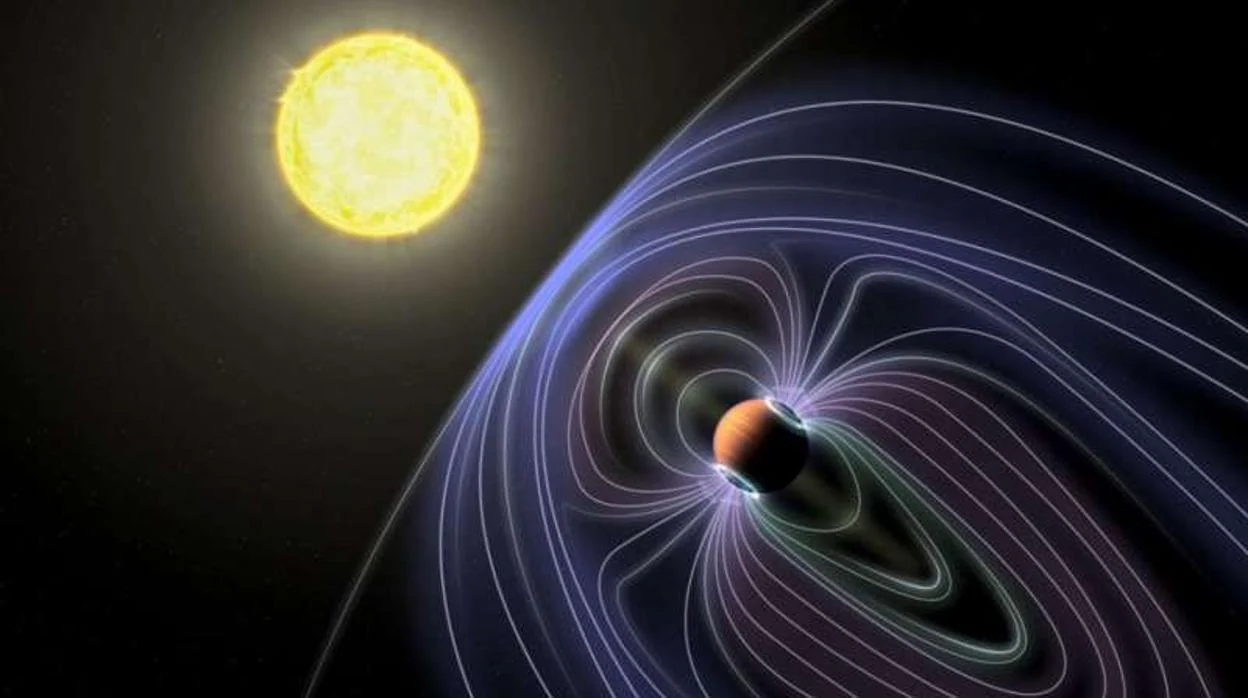 La ilustración muestra el planeta del tipo Júpiter caliente del que parecen proceder las señales de radio, en el sistema Tau Boötes