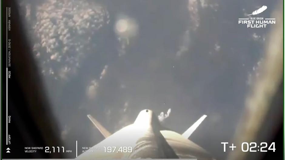 Vea en vídeo el primer vuelo de Jeff Bezos al espacio en su nave New Shepard