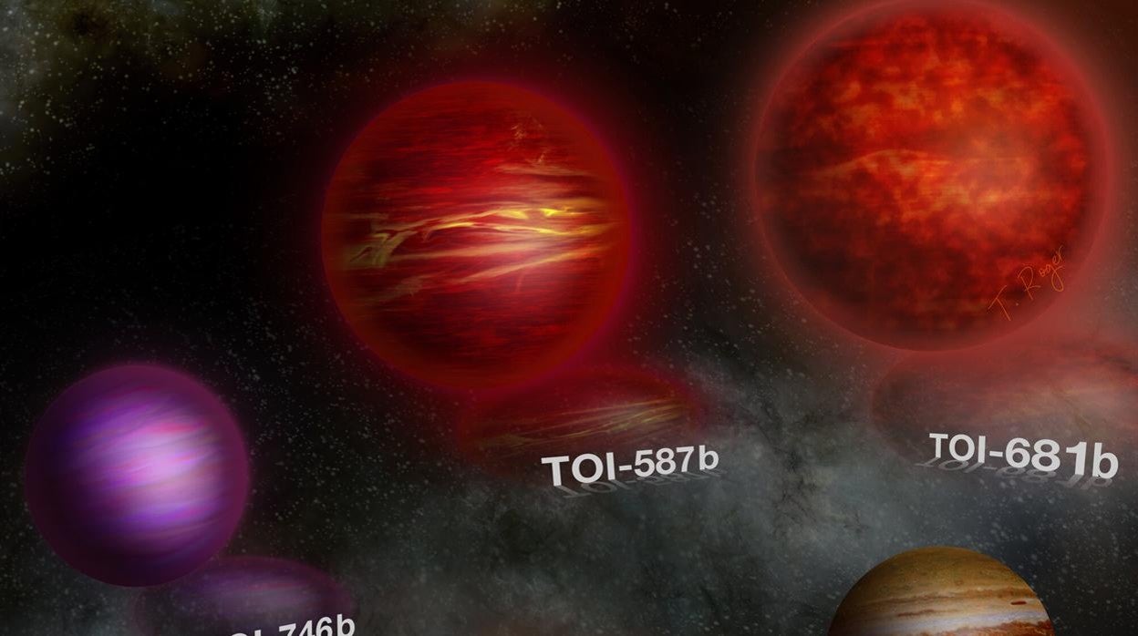 La ilustración de este artista representa algunas de las enanas marrones descubiertas con el satélite TESS