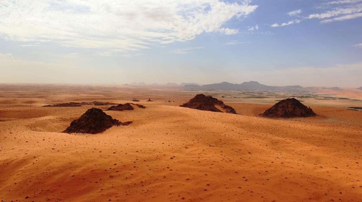 El oasis de Jubbah en el norte de Arabia Saudita, donde los humanos estuvieron presentes repetidamente durante los períodos de aumento de las precipitaciones durante cientos de miles de años