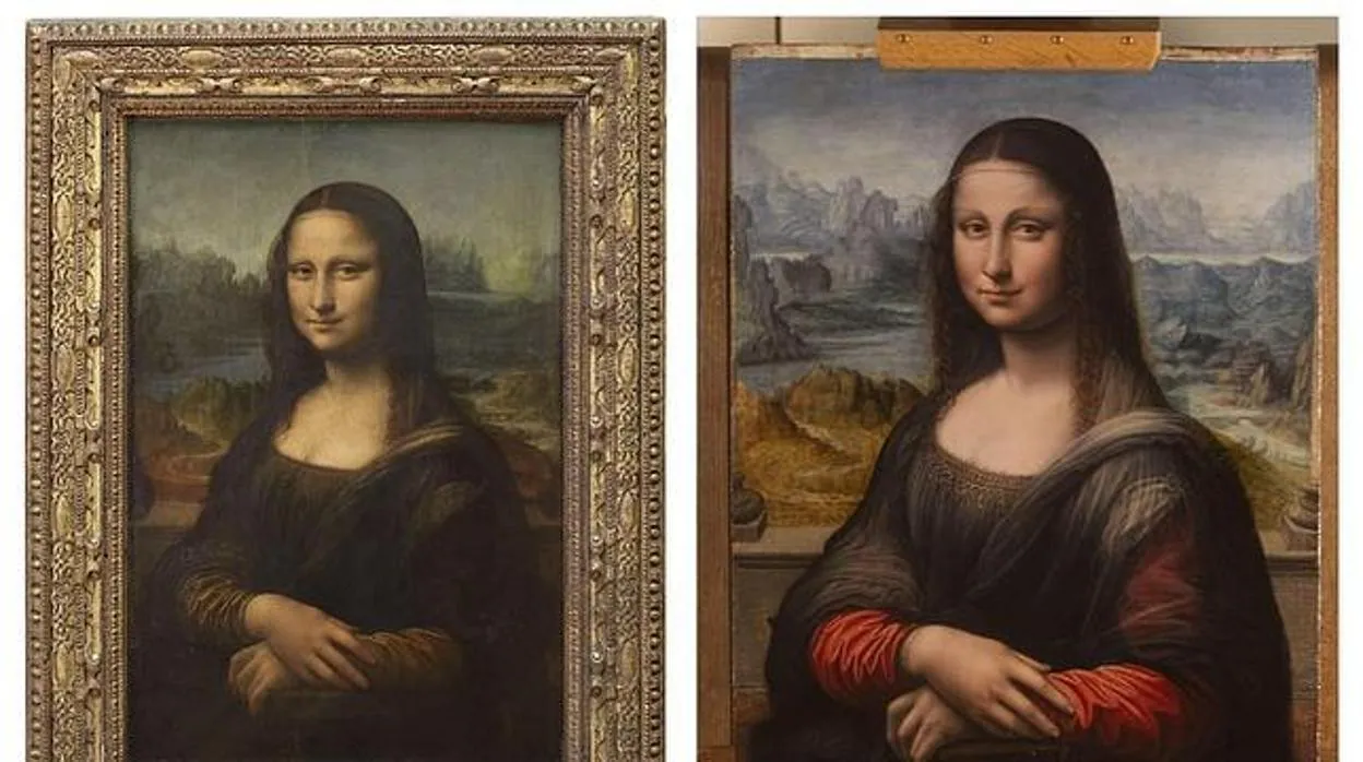 A la izquierda, 'La Gioconda' expuesta en el Louvre. A la derecha, la versión del Prado