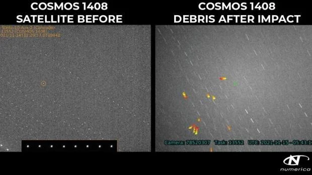 Las imágenes de cómo quedó el satélite tras el impacto del misil ruso