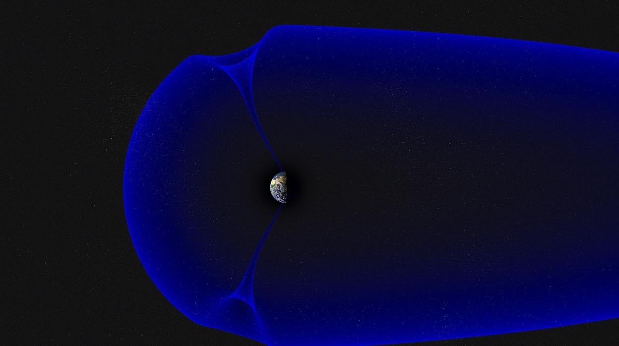 Sobre los polos de la Tierra, brechas en el campo magnético permiten el paso del viento solar y la radiación cósmica