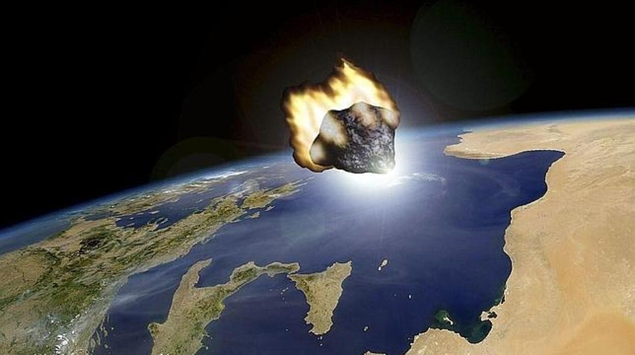 Recreación de un asteroide acercándose a la Tierra
