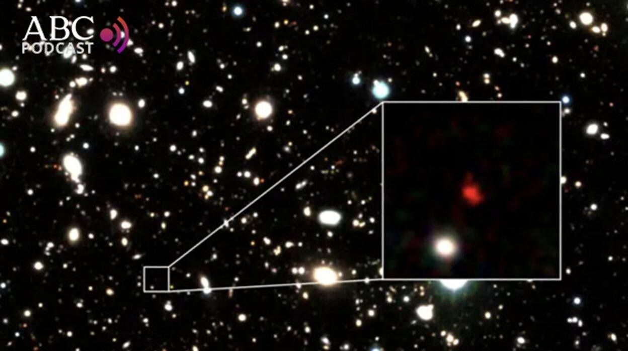 HD1, en rojo, es la galaxia más distante observada hasta ahora por los astrónomos