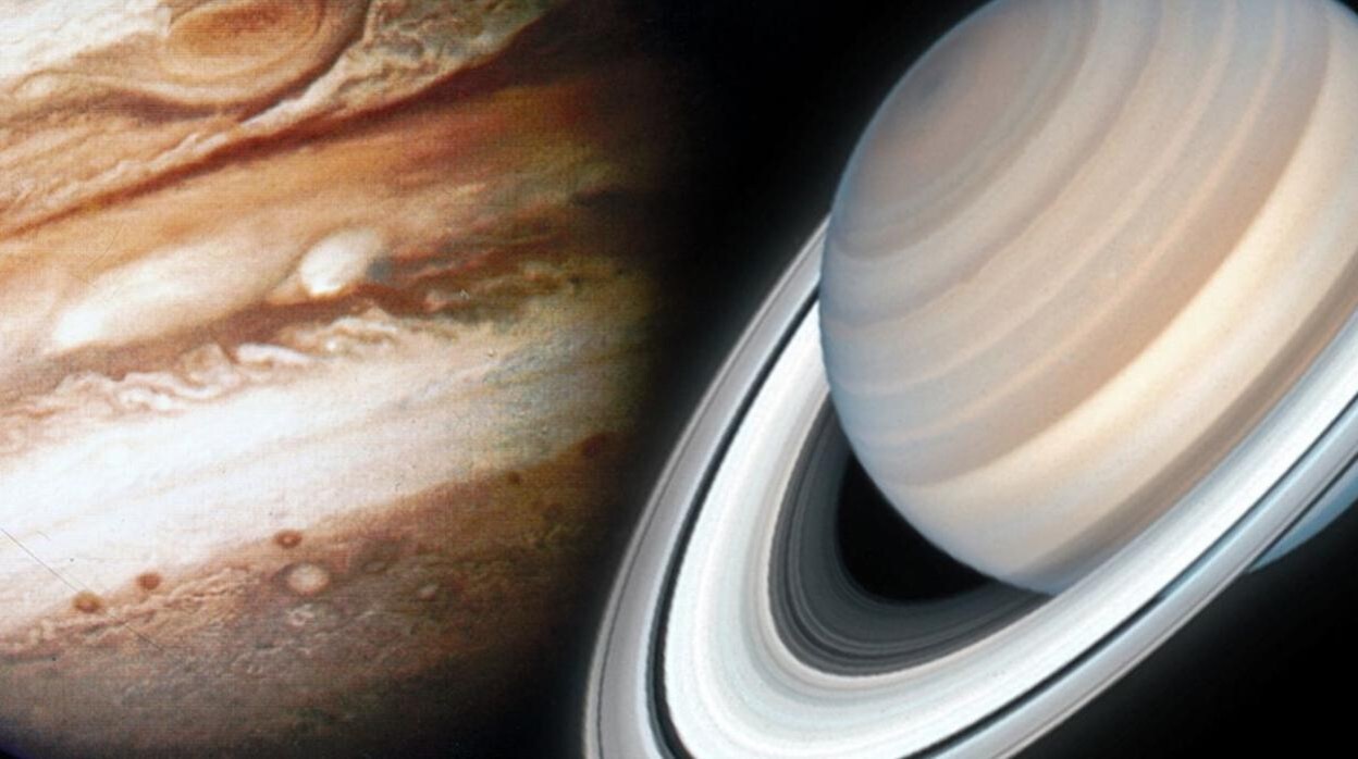 Montaje de Júpiter y Saturno juntos