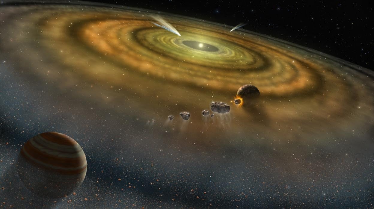Recreación del Sistema Solar primitivo