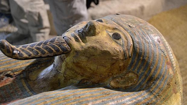 Imagen del sarcófago del sacerdote de Amón Ra hallado en Luxor