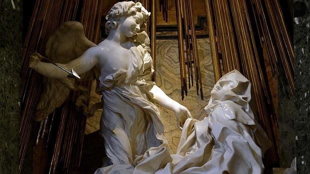 Detalle de la genial escultura de Bernini, ayer, tras su restauración