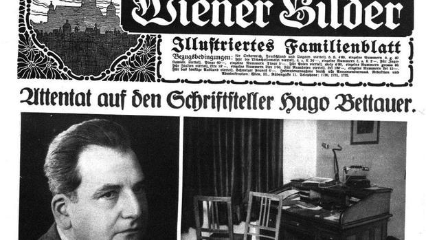 Noticia del asesinato de Hugo Bettauer en la portada de un diario vienés