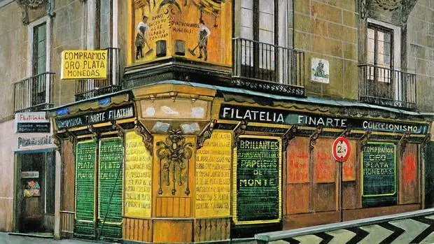 «Filatelia Finarte» (1989), lienzo de Amalia Avia