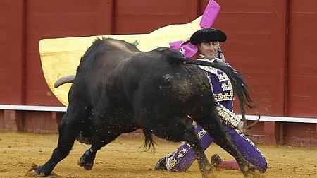 El Fandi, en una larga cambiada de rodillas