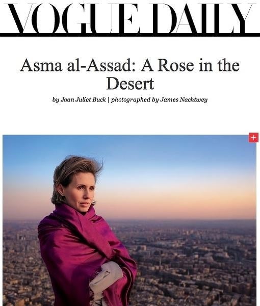 Este reportaje con fotos de Nachtwey para «Vogue» sobre la primera dama siria causó gran polémica