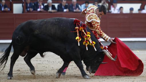 José María Manzanares, en el inicio de un pase de pecho