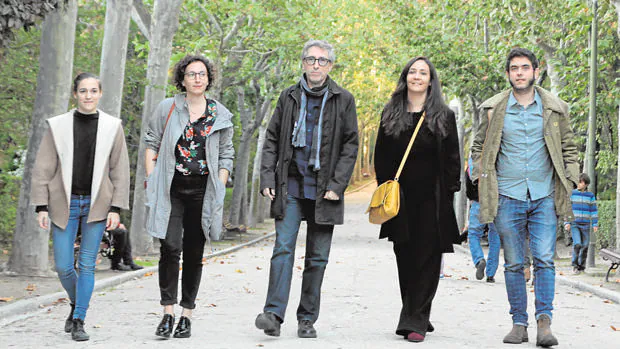 De izquierda a derecha: Carla Simón, Nely Reguera, David Trueba, Carolina África y Javier Macipe
