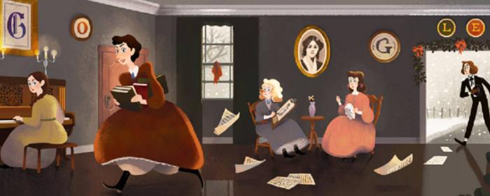 «Doodle» completo dedicado a Louisa May Alcott