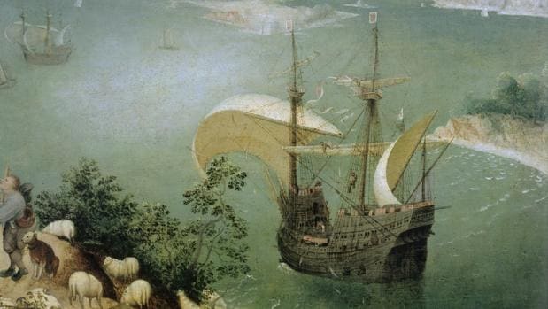 Fragmento del cuadro de Brueghel «El vuelo de Ícaro»