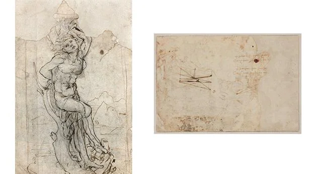 Anverso y reverso del dibujo atribuido a Da Vinci