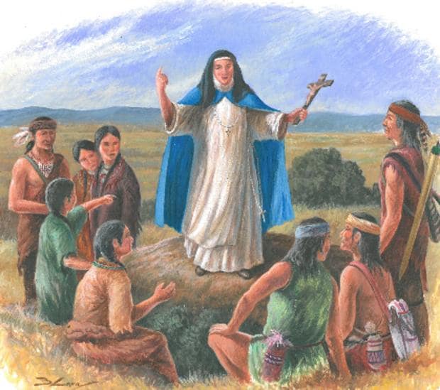 La Dama Azul, evangelizando a los indios